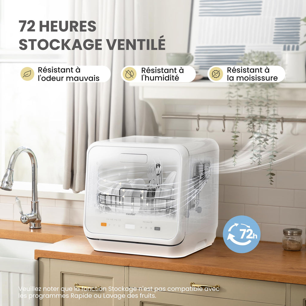 Lave-Vaisselle de Comptoir CDWMTO201D(W) 5 L 6 Programmes 220 V 58 dB Réservoir d'Eau Intégré Séchage Extra Blanc