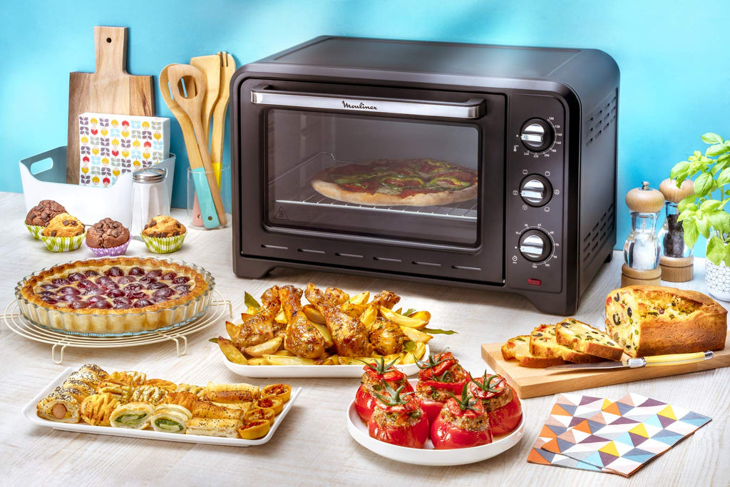 Four électrique Optimo OX495810 60 L 2200 W chaleur tournante 7 modes de cuisson avec tournebroche et 2 grilles