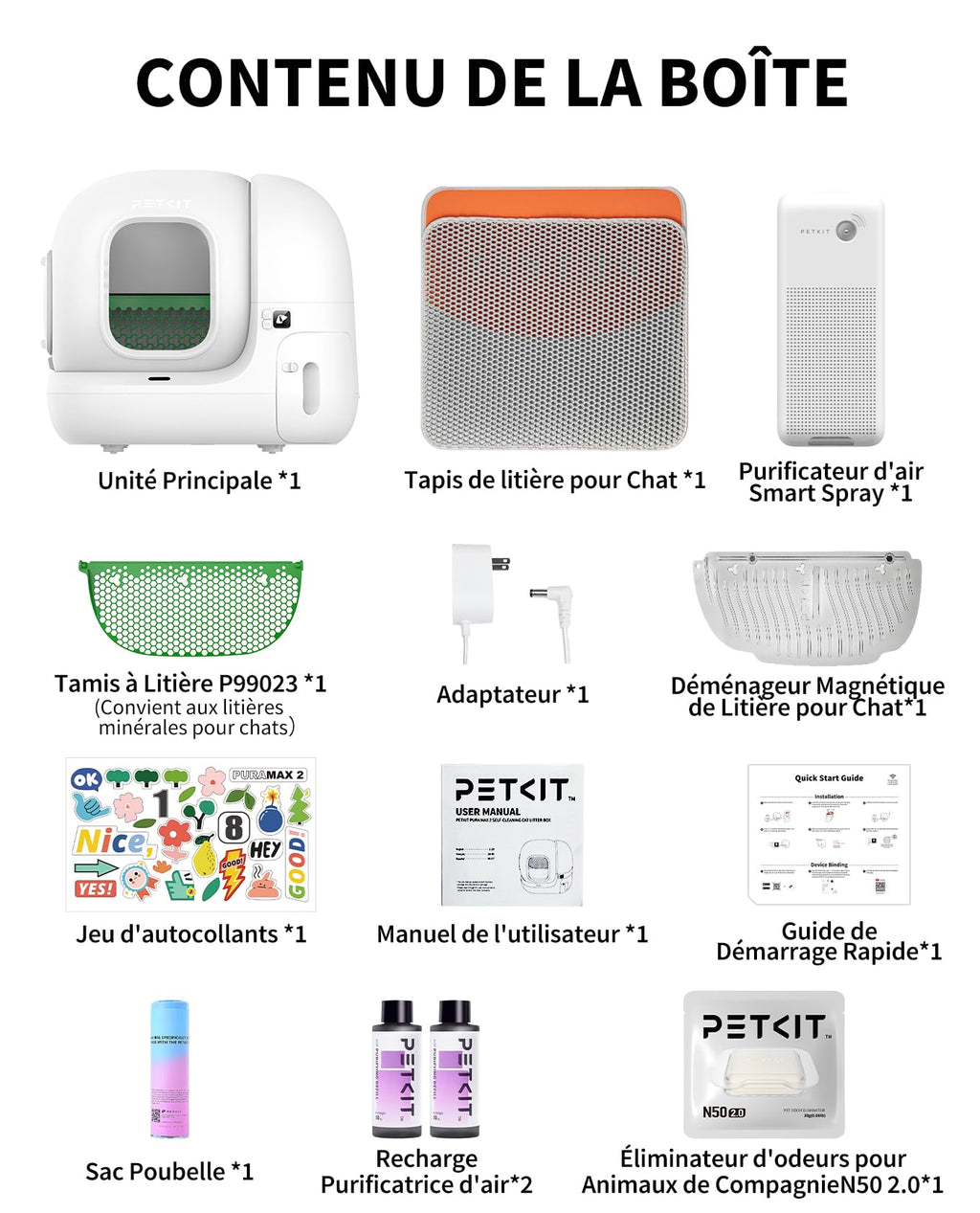 Litière autonettoyante pour chat Pura Max 2 76 L application nettoyage automatique anti-pincement désodorisation