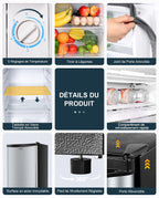 Mini réfrigérateur avec congélateur BR321 91 L 8,5 L congélateur 41 dB thermostat réglable 0 à 10 °C 2 clayettes bac à légumes