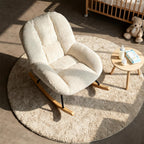 Fauteuil à bascule scandinave en velours côtelé beige 111 x 79 x 84 cm dossier haut accoudoirs ergonomiques charge 120 kg