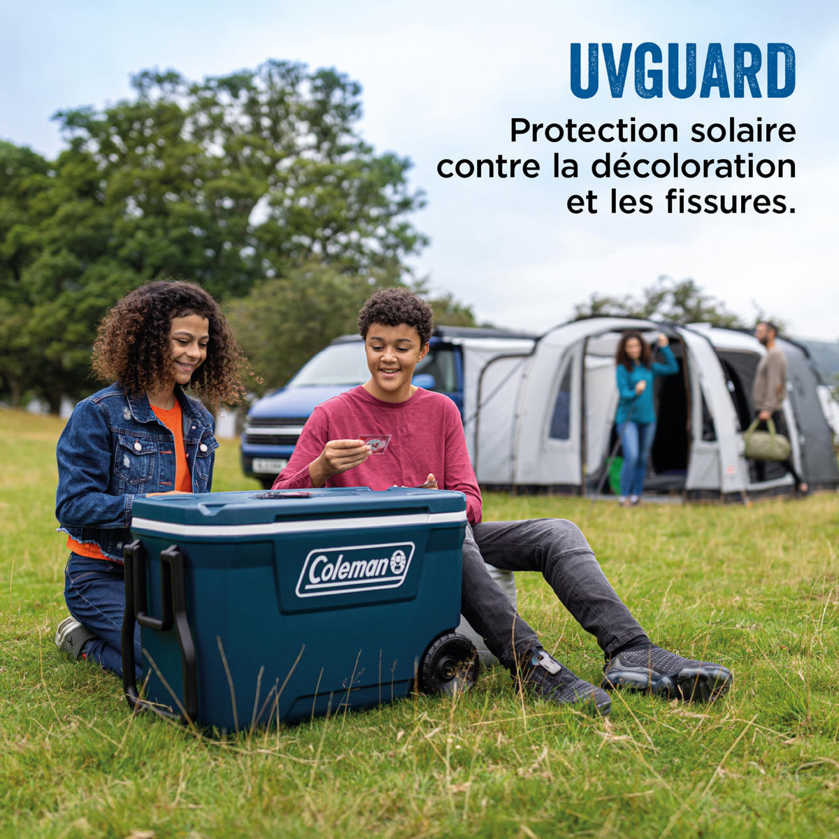 Glacière Rigide Xtreme 94 L avec Roues Isolation Mousse PU Poignées Pivotantes PEHD Bleu Camping Pique-Nique Pêche
