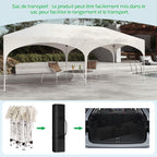 Barnum pliant 3 x 6 m avec 6 parois tente de réception beige structure métallique imperméable UPF 50+