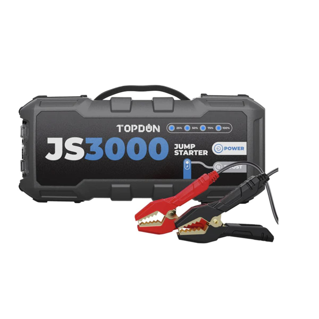 Booster de batterie JS3000 3000 A 24000 mAh 12 V pour moteurs essence jusqu'à 9 L et diesel jusqu'à 9 L