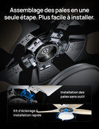 Ventilateur de Plafond avec Lumière DR-HCF002S 132 cm 54 W LED Dimmable RGB Wi-Fi 6 Vitesses Moteur CC Blanc