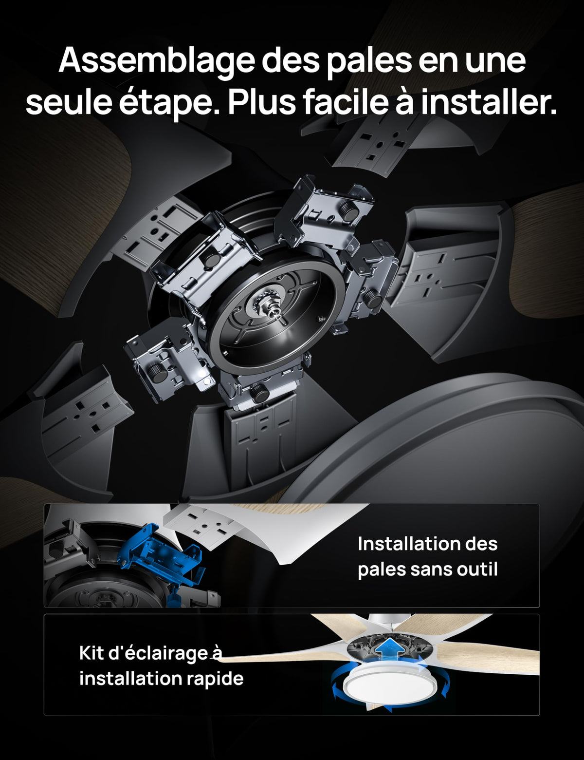 Ventilateur de Plafond avec Lumière DR-HCF002S 132 cm 54 W LED Dimmable RGB Wi-Fi 6 Vitesses Moteur CC Blanc