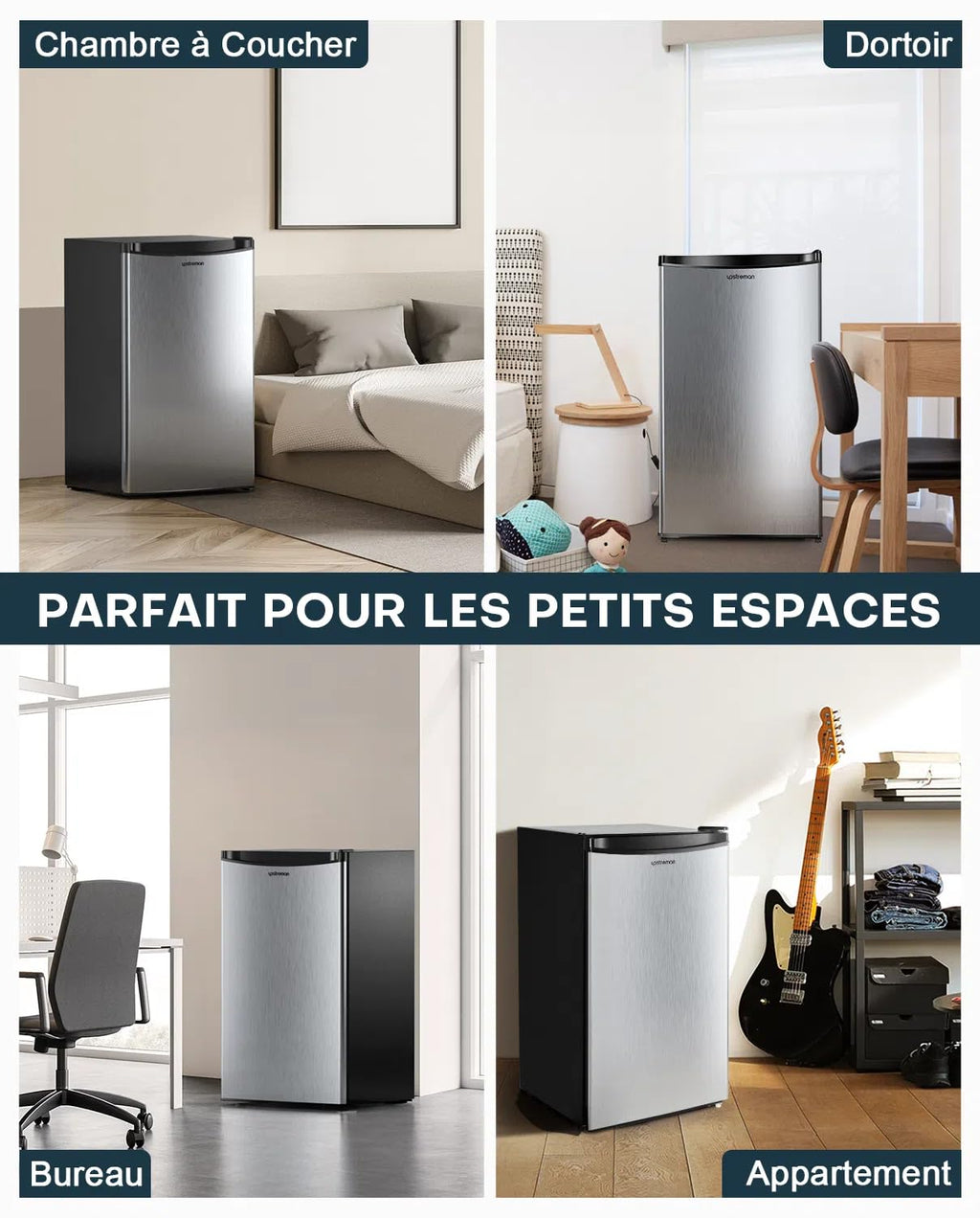 Mini réfrigérateur avec congélateur BR321 91 L 8,5 L congélateur 41 dB thermostat réglable 0 à 10 °C 2 clayettes bac à légumes