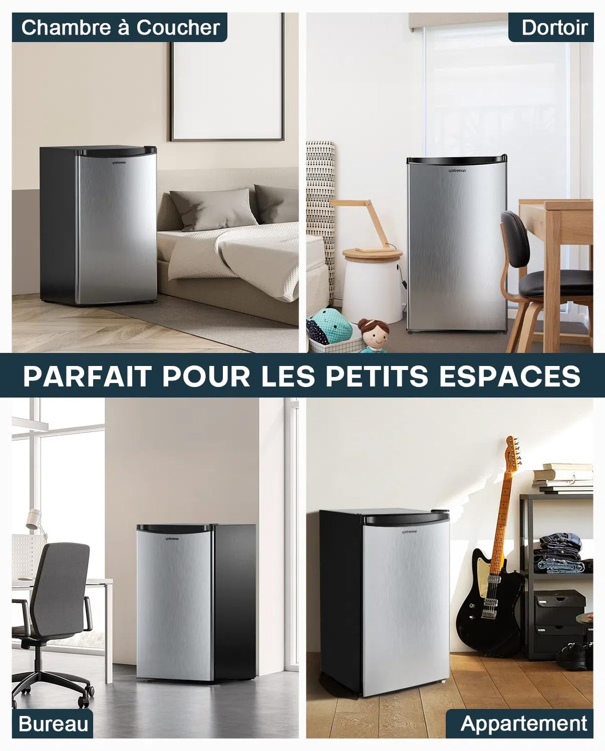 Mini réfrigérateur avec congélateur BR321 91 L 8,5 L congélateur 41 dB thermostat réglable 0 à 10 °C 2 clayettes bac à légumes