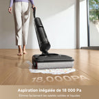 Aspirateur laveur sans fil H12 Pro FlexReach 180° 18 000 Pa 780 ml pour sols durs avec nettoyage automatique