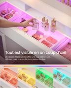 Coiffeuse avec miroir LED RGB 107 x 40 x 144,5 cm 5 tiroirs plateau en verre prises USB armoires de rangement Kailyn RDT145WB01