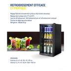 Réfrigérateur à boissons GPC1088 88 L 49 x 43 x 83 cm froid statique 3 clayettes réglables porte vitrée noire