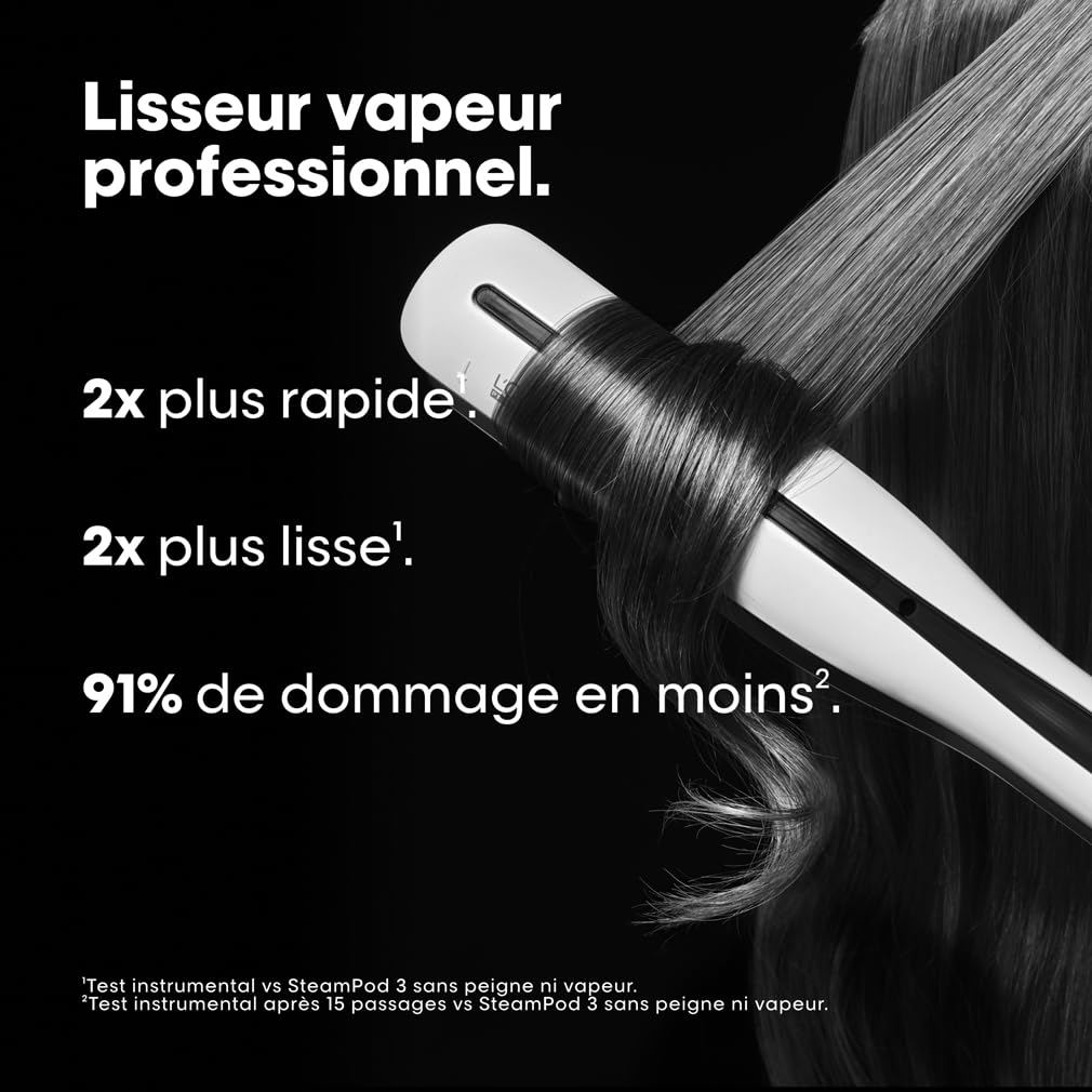Lisseur vapeur 2-en-1 SteamPod 3 pour cheveux lissage et wavy réservoir d’eau intégré cordon 360° coiffage rapide
