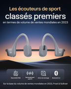 Casque à Conduction Osseuse Open-Ear S711 Bluetooth 5.4 IP68 32 Go MP3 9 h d’Autonomie 105 dB Gris