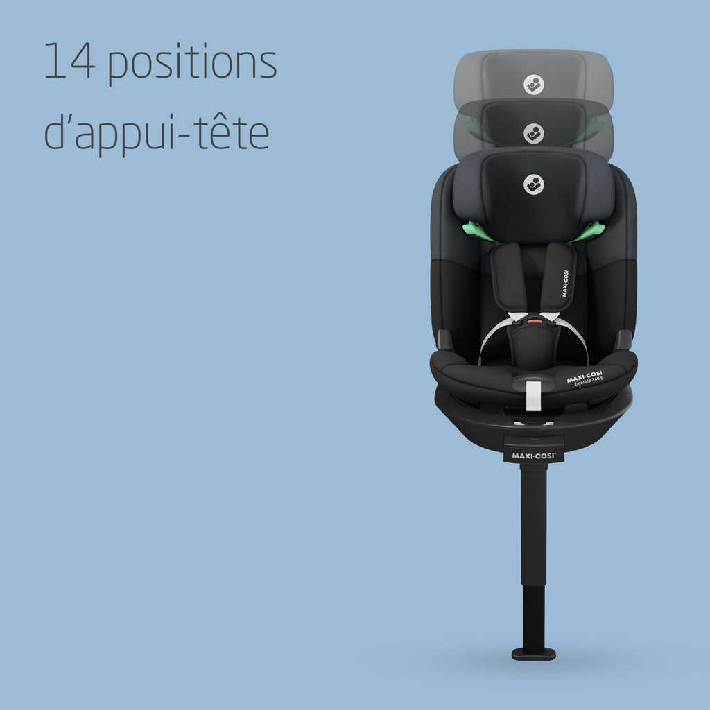 Siège-auto pivotant 360° Emerald 360 S i-Size 40-150 cm 0-12 ans ISOFIX 4 inclinaisons harnais 5 points 14 positions