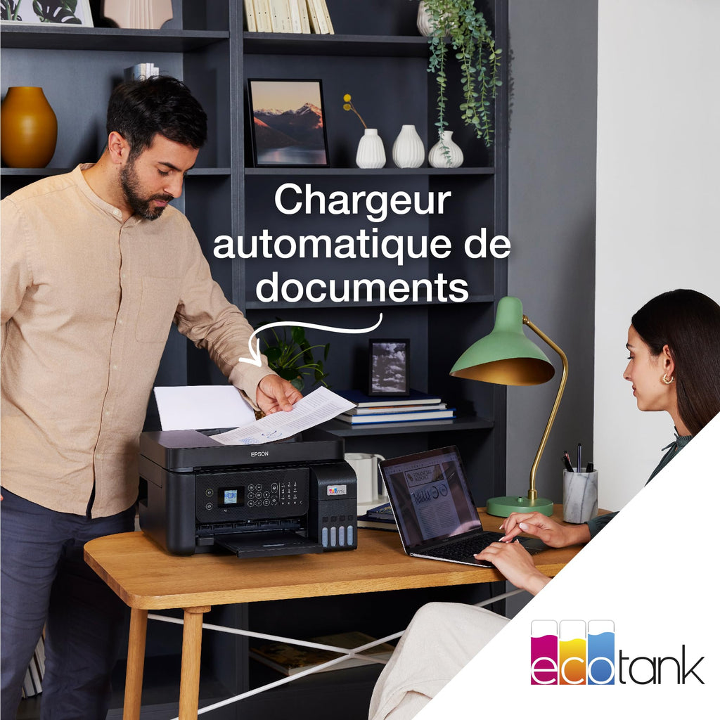 Imprimante multifonction A4 Wi-Fi EcoTank ET-4800 1600 W avec réservoirs d’encre écran LCD chargeur automatique et fax