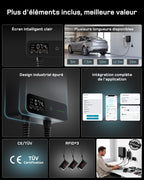 Borne de Recharge pour Véhicule Électrique 7,4 kW 32 A Type 2 Monophasé 230 V Câble 7,5 m APP RFID