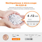 Destructeur de documents auto-alimenté C231-D micro-coupe P-4 100 feuilles bac 16 L 180 cm/min 60 dB