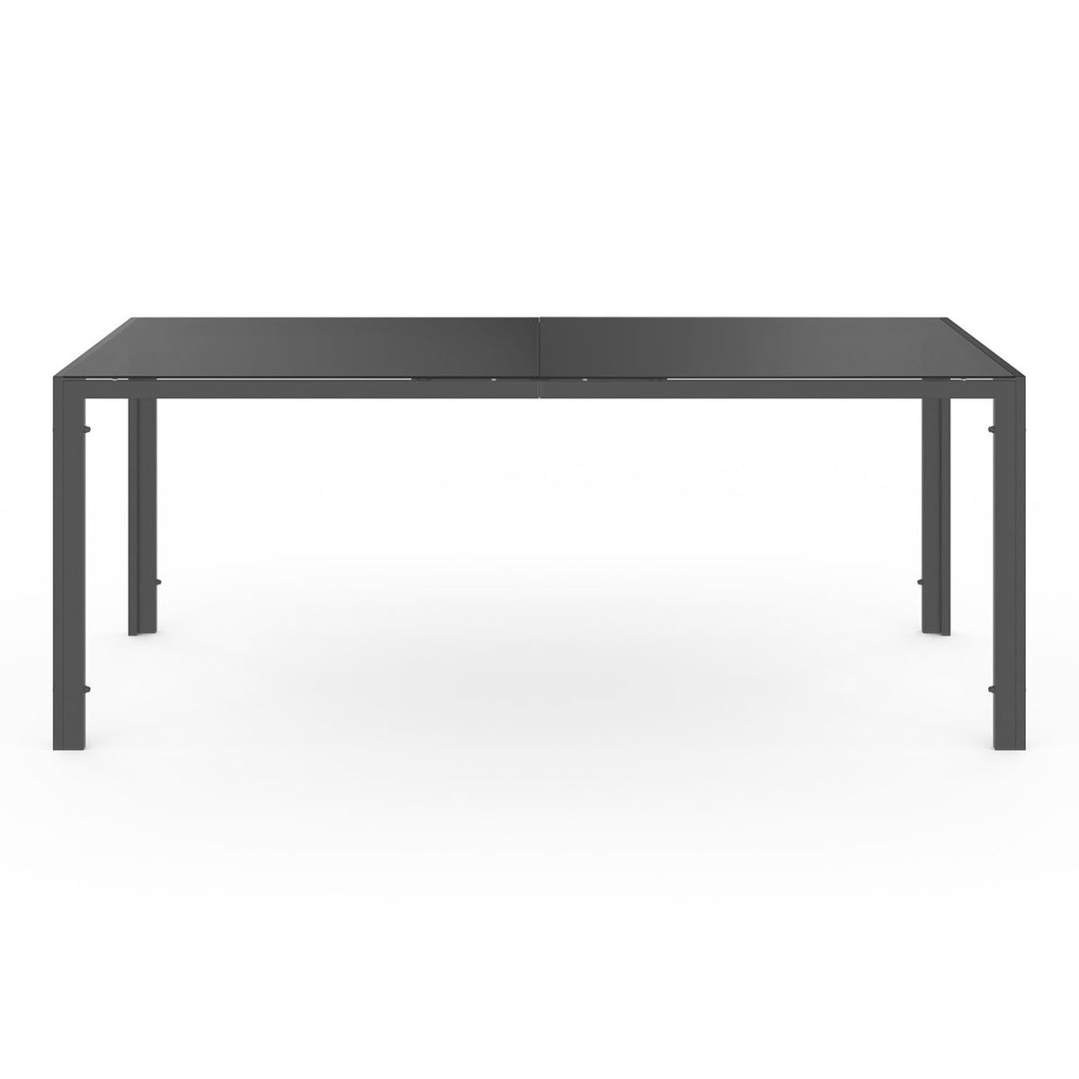 Salon de Jardin Madrid 1687 Table 190 cm 8 Chaises Empilables Plateau en Verre Trempé Acier Gris et Noir