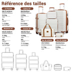 Set de 6 valises rigides ABS 55 65 et 74 cm avec vanity case sac de voyage trousse de toilette et serrure TSA