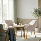 Chaises de salle à manger avec accoudoirs lot de 6 chaises rembourrées en polyester et velours avec pieds en bois beige