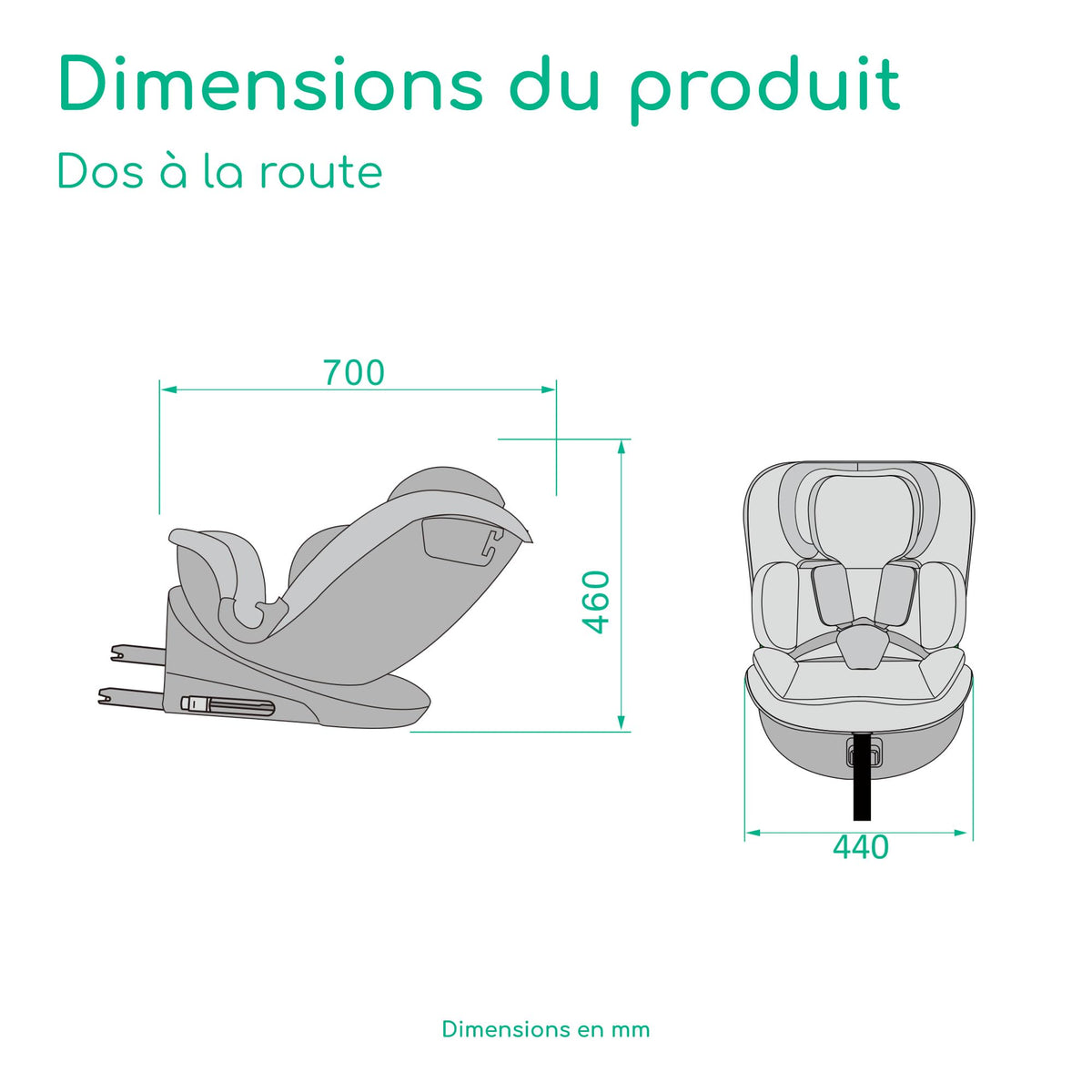 Siège auto pivotant 360° RevolveFix 360 i-Size 40 à 150 cm ISOFIX Top Tether harnais 5 points 6 inclinaisons 12 positions