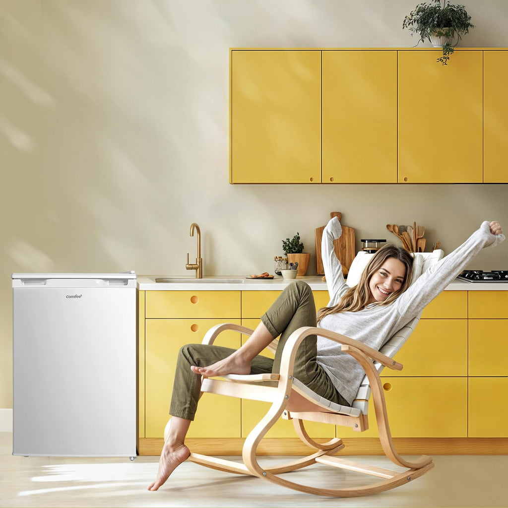 Réfrigérateur congélateur compact 113 L classe D congélateur 4 étoiles 16 L 35 dB 2 clayettes verre porte réversible blanc