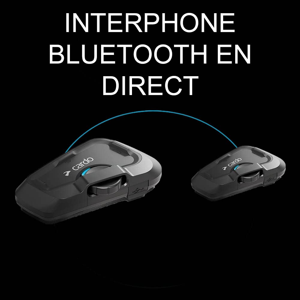 Intercom moto Bluetooth FREECOM 2X Duo 2 voies portée 800 m haut-parleurs 40 mm Bluetooth 5.2 lot de 2