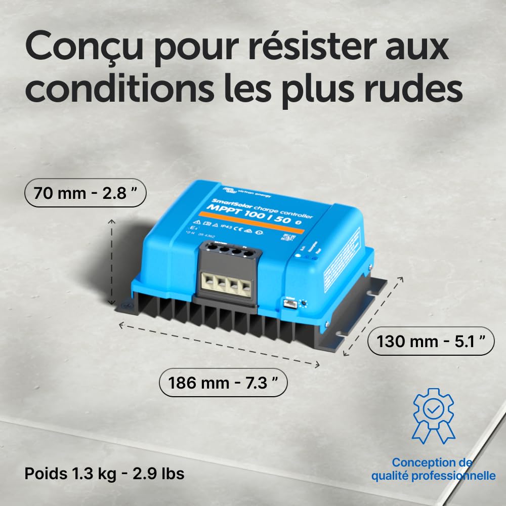 Contrôleur de charge solaire SmartSolar MPPT 100/50 SCC110050210 100 V 50 A 12/24 V avec Bluetooth