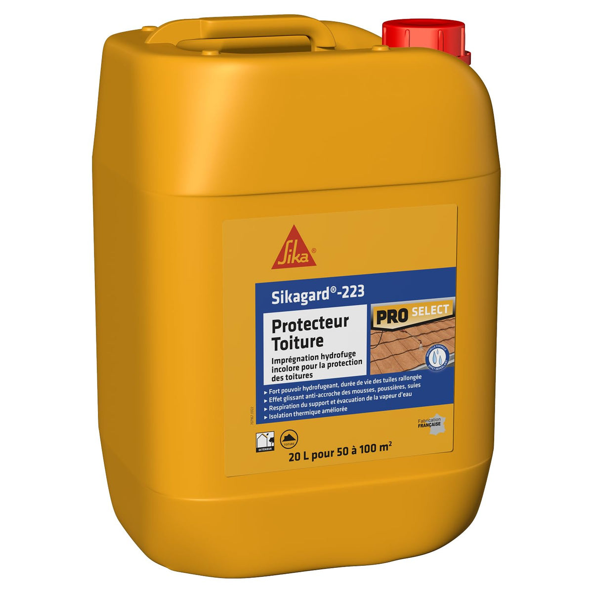 Hydrofuge toiture Sikagard 223 20 L liquide incolore pour matériaux de toiture poreux protection hydrofuge
