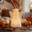 Lanterne fantôme décorative imprimée en 3D Halloween, bougie LED, blanc mat, 11-25 cm