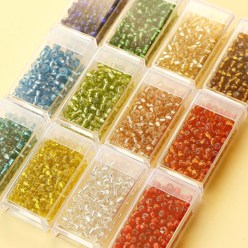 Perles de rocaille en verre multicolores 3,8 mm - 65 pièces pour bijoux et broderie