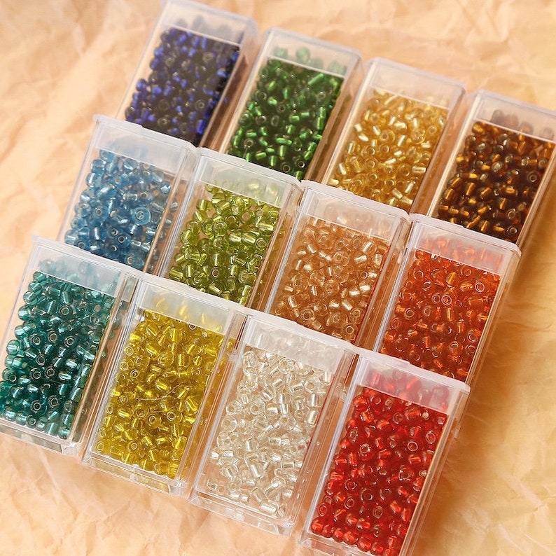 Perles de rocaille en verre multicolores 3,8 mm - 65 pièces pour bijoux et broderie
