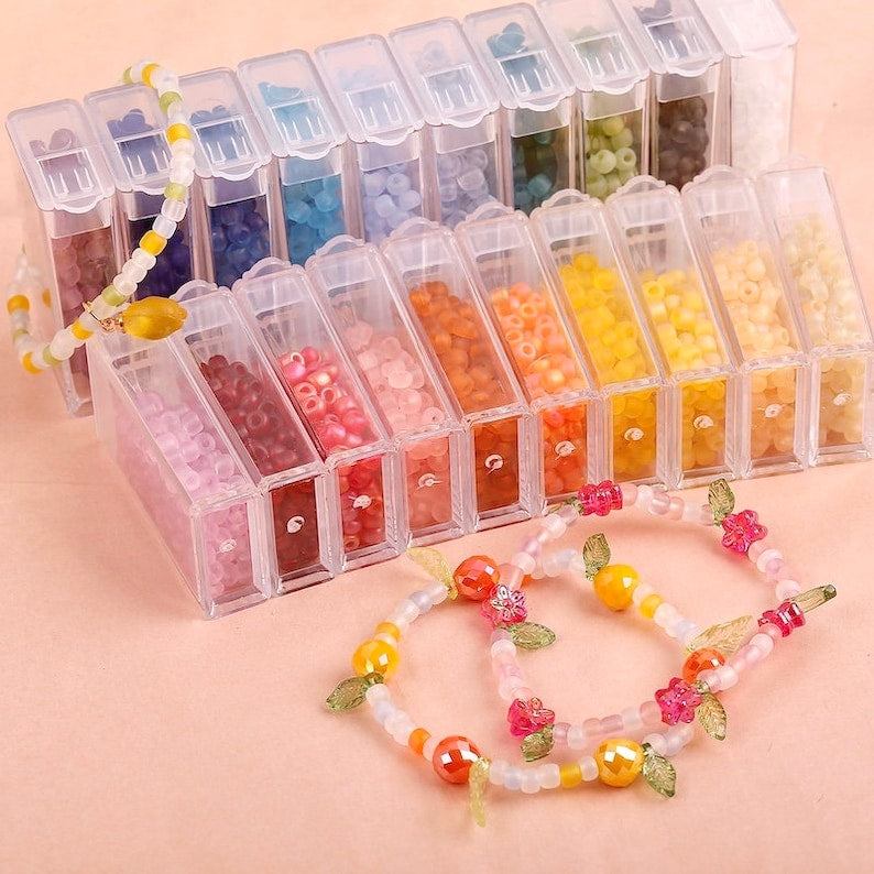 Perles de rocaille en verre mat 4 mm, 280 pièces, rondes, trou central