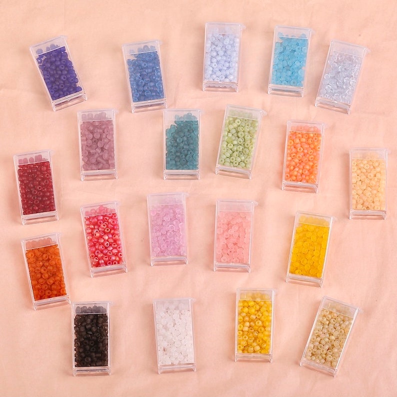 Perles de rocaille en verre mat 4 mm, 280 pièces, rondes, trou central