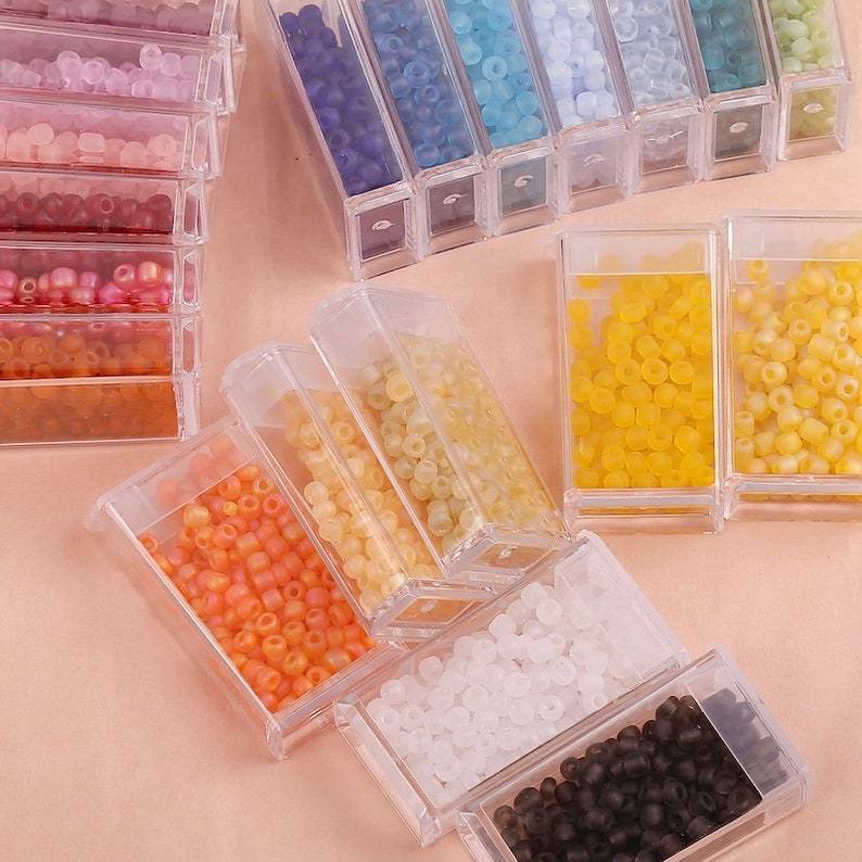 Perles de rocaille en verre mat 4 mm, 280 pièces, rondes, trou central