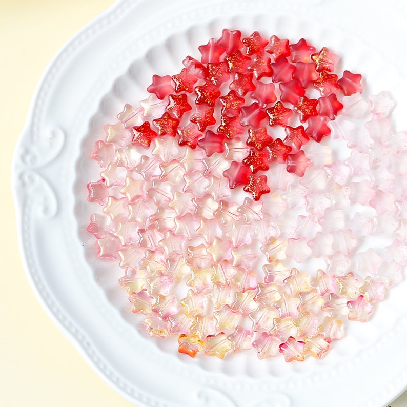 Perles en verre en forme d'étoile à cinq branches (10 perles)