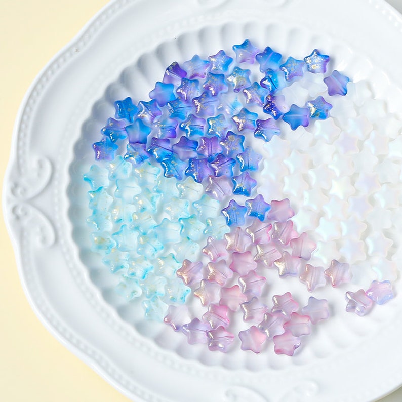 Perles en verre en forme d'étoile à cinq branches (10 perles)