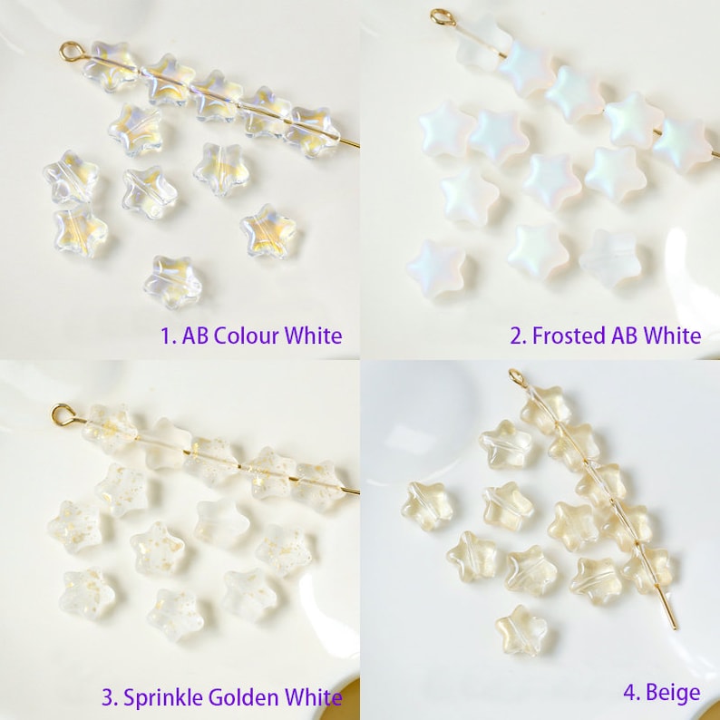 Perles en verre en forme d'étoile à cinq branches (10 perles)