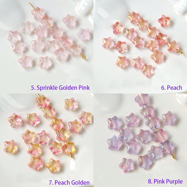 Perles en verre en forme d'étoile à cinq branches (10 perles)