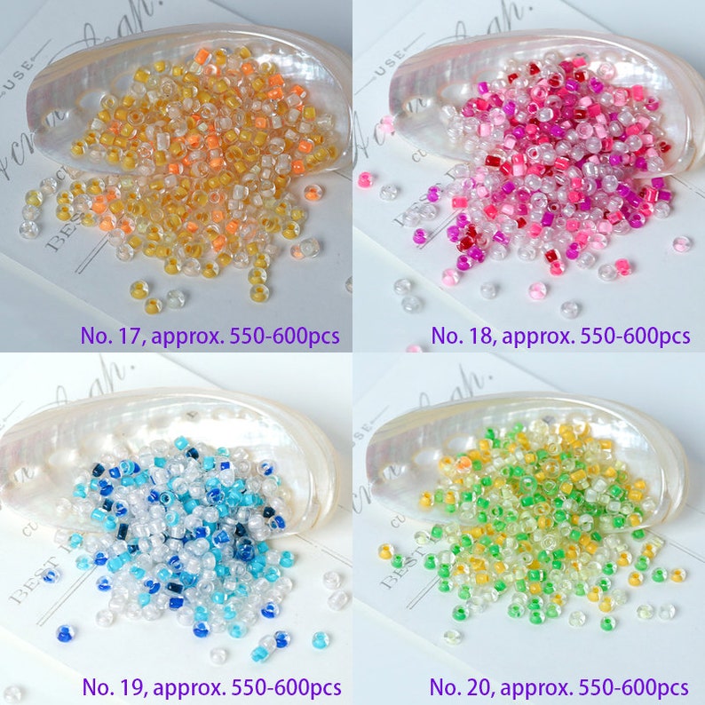 Perles de rocaille en verre teintées 3 mm, 550 pièces (20 g)