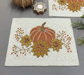 Set de table en perles de verre citrouille orange, 12x16 pouces, blanc cassé