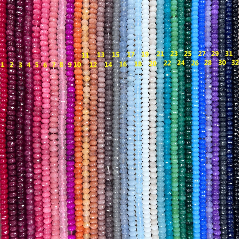 Rondelle de perles à facettes 5 x 8 mm, jade coloré, 70 pièces, pour fabrication de bijoux