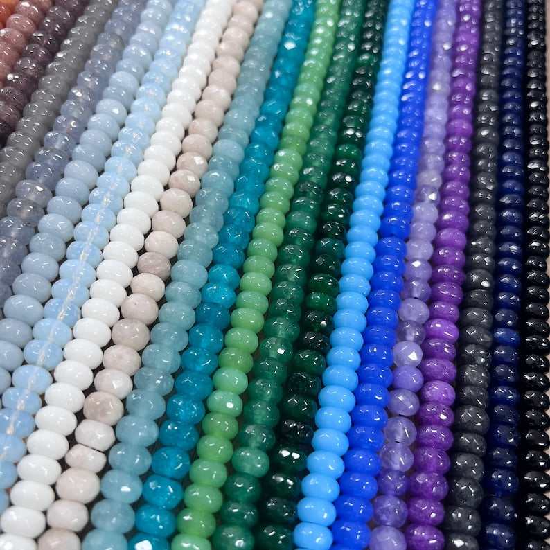 Rondelle de perles à facettes 5 x 8 mm, jade coloré, 70 pièces, pour fabrication de bijoux