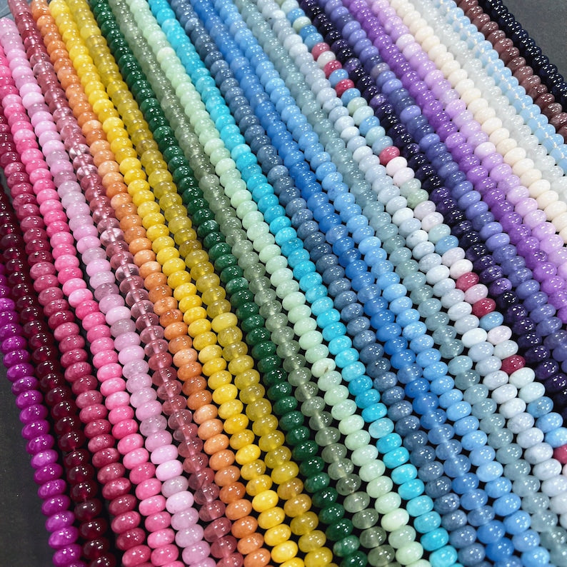 Rondelles de perles arc-en-ciel 5 x 8 mm, Perles lisses en vrac pour bijoux DIY, 70 pièces