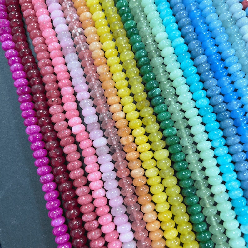 Rondelles de perles arc-en-ciel 5 x 8 mm, Perles lisses en vrac pour bijoux DIY, 70 pièces
