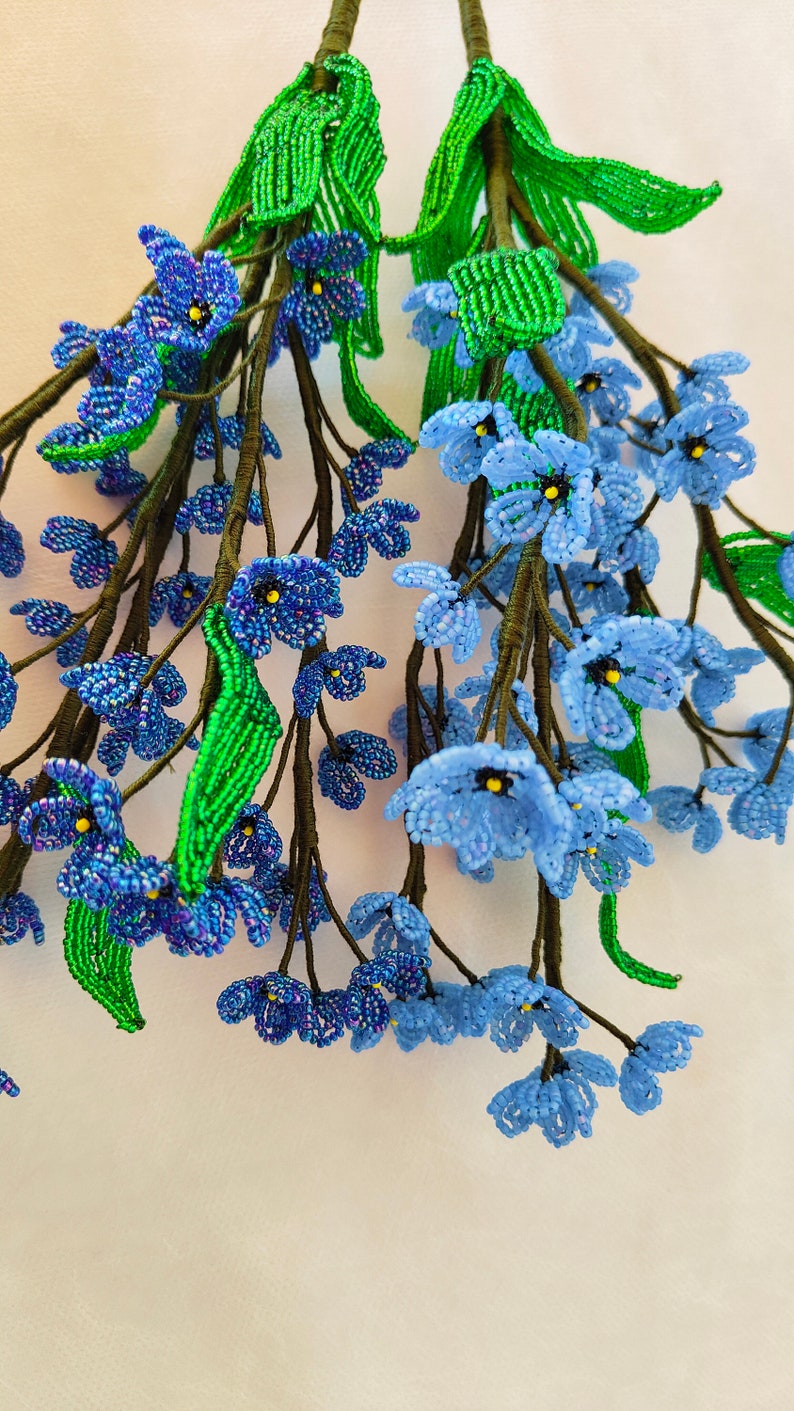 Myosotis perlés à longue tige, fleurs artificielles bleues, 40 cm