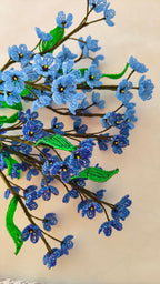 Myosotis perlés à longue tige, fleurs artificielles bleues, 40 cm
