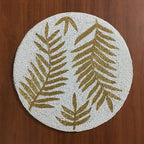 Set de table perlé rond 14 pouces feuilles de pin doré blanc