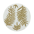 Set de table perlé rond 14 pouces feuilles de pin doré blanc