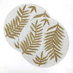 Set de table perlé rond 14 pouces feuilles de pin doré blanc